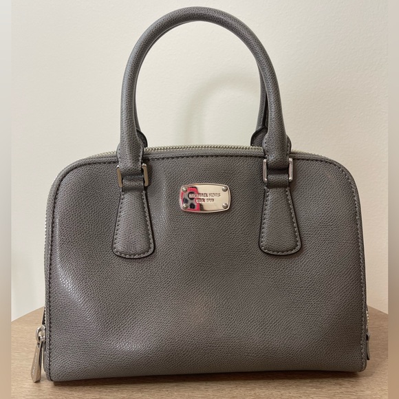 MICHAEL Michael Kors Handbags - Michael Kors Reese Saffiano Leather Medium Satchel Handbag Steel Grey